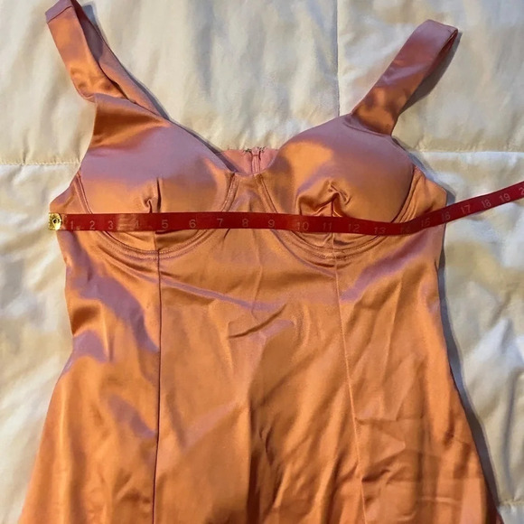 NWT Lulus In Your Dreams Coral Pink Satin Bustier Bodycon Dress - Picture 10 of 13